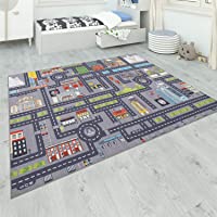 Paco Home Alfombra Habitación Infantil Gris Juegos Diseño Calles Niñas Niños- tamaño:80x150 cm- Color:Gris